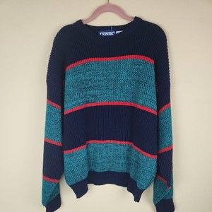 Vtg Honors Brand Pullover Colorblock Men’s Sweater 90s 80s Large Grandpa festive